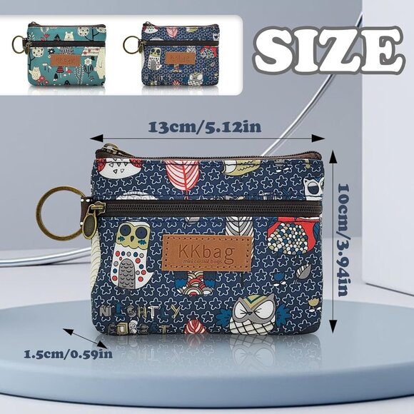 Coin Bag, Waterproof Coin Wallet Small Coin Purse with Zipper and Keyring, Cute - Picture 3 of 6